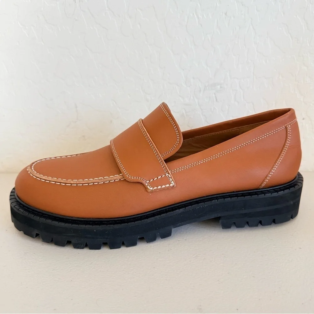 New ATP Atelier Arechi Platform Brown Brandy Italian Leather Loafer EU 40 US 9